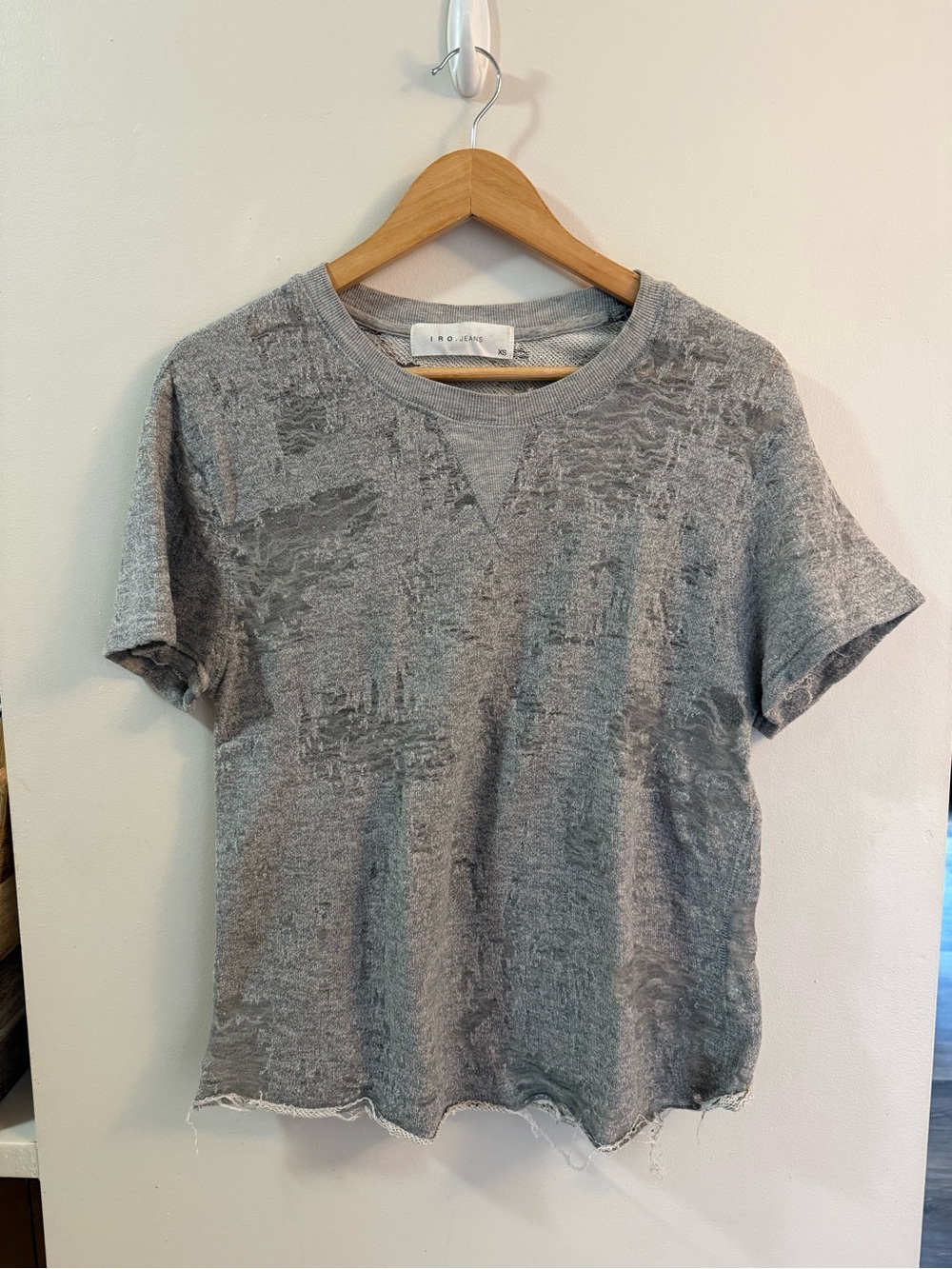 IRO Gray Distressed Short Sleeve Tee